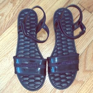 Zara Navy Vinyl Sandals